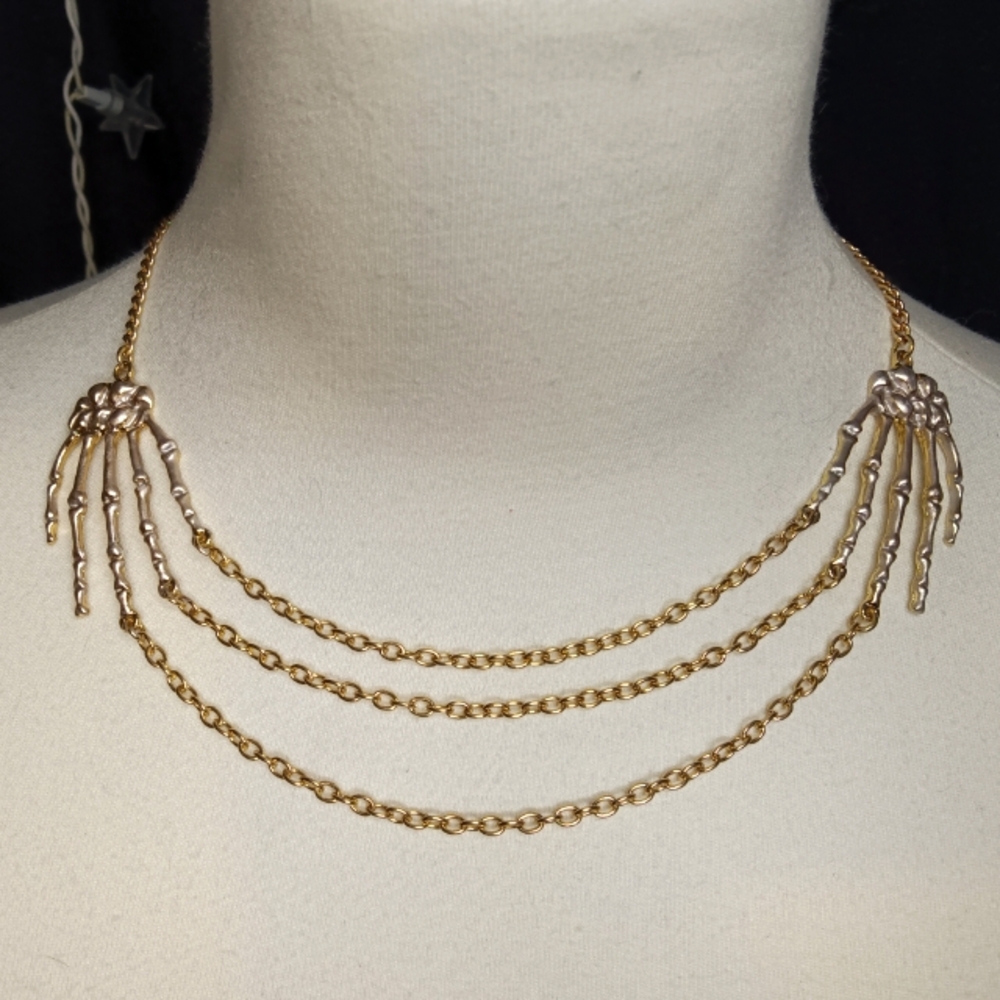 Skelton Hands Layered Choker Necklace